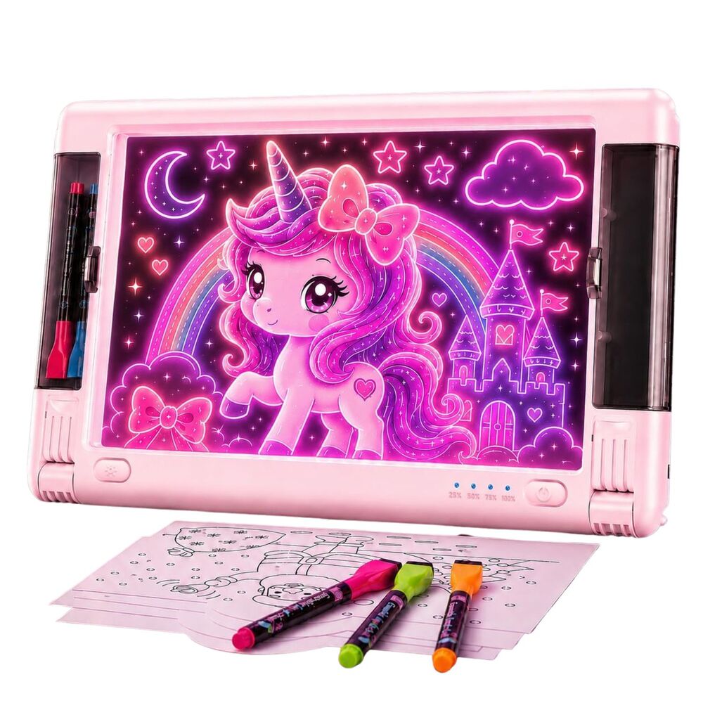 Rechargeable LED Drawing Board, 15 Inch 9-Color Light Modes  Art Light Up Tablet